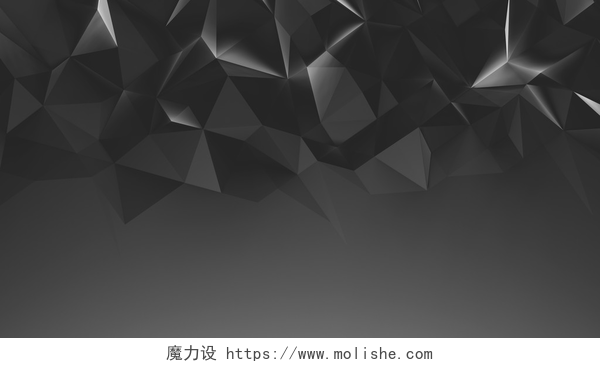 抽象的3D呈现的光与三角形的几何背景抽象的黑色 3d 呈现几何背景.